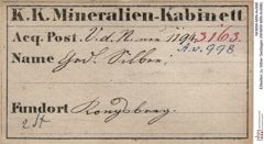 Etiketten zu Silber Gediegen (NHMW-MIN-Av998)